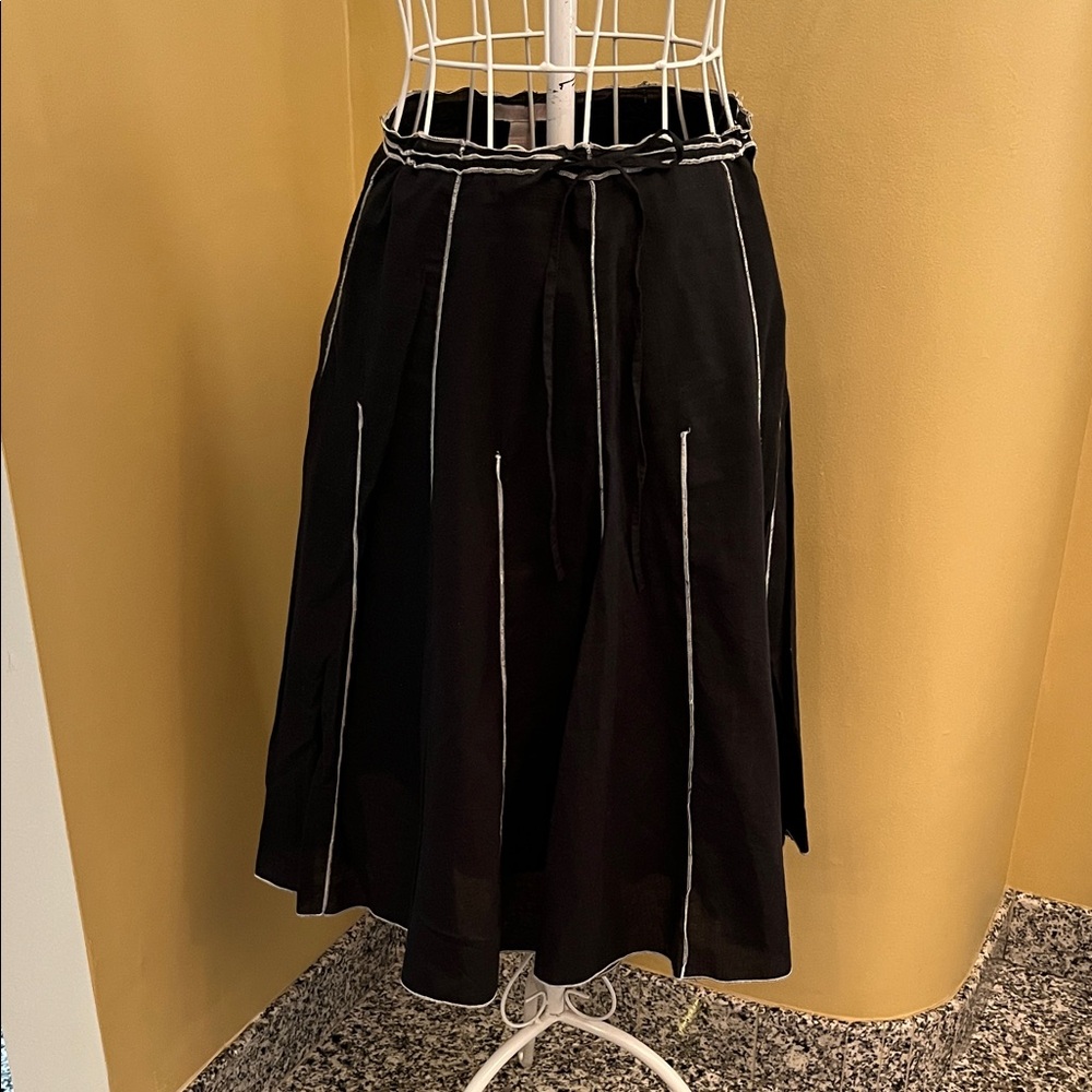 Elegant Black Skirt with White Accents